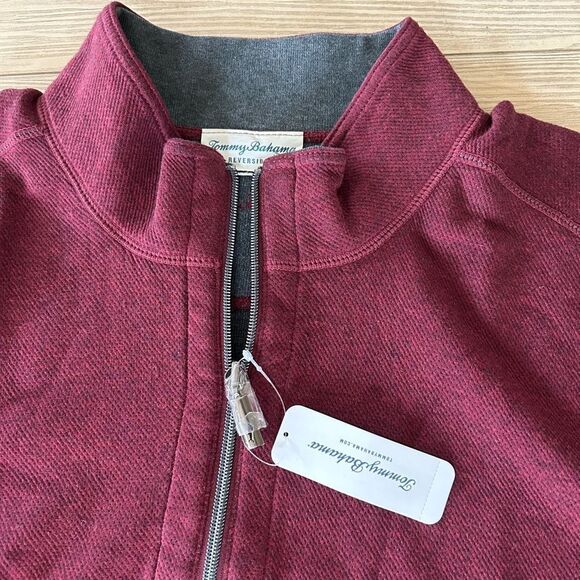 Tommy Bahama Flipshore Half-Zip Reversible Sweatshirt, Black Cherry Size 3XL NWT - Picture 5 of 12
